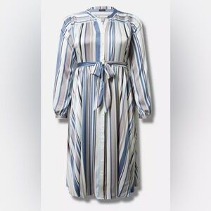 Torrid Midi Flat Charm Long Sleeve Shirt Dress